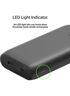 belkin BoostCharge USB C Power Bank 20000mAh - 30W PD Fast Charger w/USB-C And USB Ports, Chargers For Macbook Pro/iPad Pro 11/12.9 Inch/ iPhone 15/ 14 Or Older, Google, Samsung, Huawei Black  - Image 4