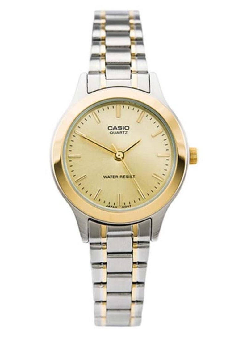 كاسيو ساعة يد بعقارب وسوار من الستانلس ستيل طراز LTP-1128G-9ARDF للنساء - Image 1