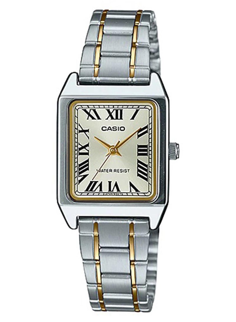 كاسيو ساعة يد بعقارب وسوار من الإستانلس ستيل طراز LTP-V007SG-9BUDF - 22 مم - لون فضي للنساء - Image 1