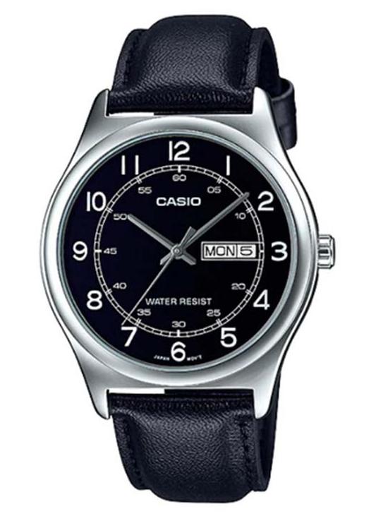 CASIO Men's Leather Analog Wrist Watch MTP-V006L-1B2UDF - Image 1