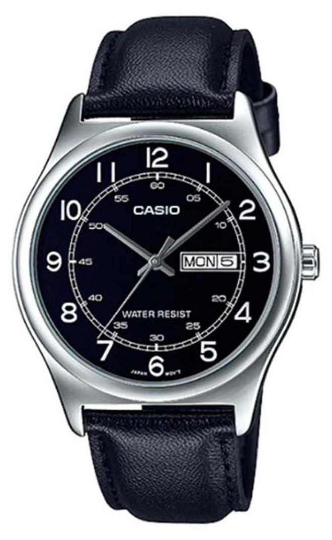 CASIO Men's Leather Analog Wrist Watch MTP-V006L-1B2UDF - Image 1