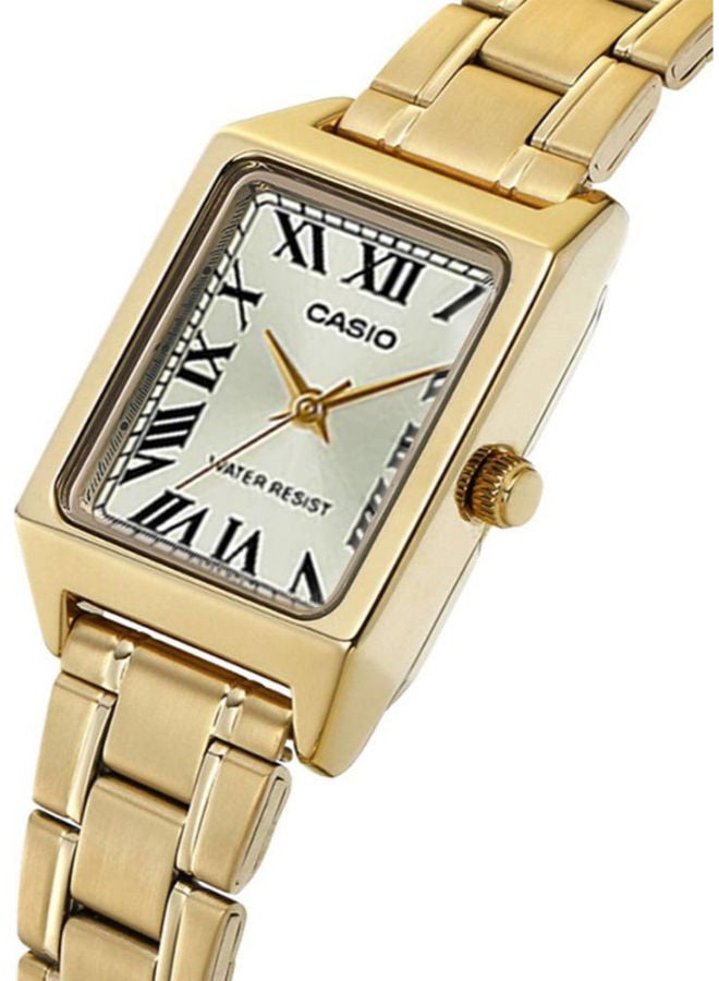 كاسيو ساعة يد بعقارب وسوار من الإستانلس ستيل طراز LTP-V007G-9BUDF - 33 مم - لون ذهبي للنساء - Image 4