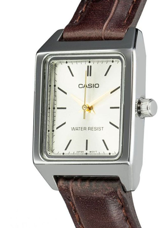 كاسيو ساعة يد بعقارب وسوار من الجلد طراز LTP-V007L-9BUDF - 22 مم - لون بني للنساء - Image 4