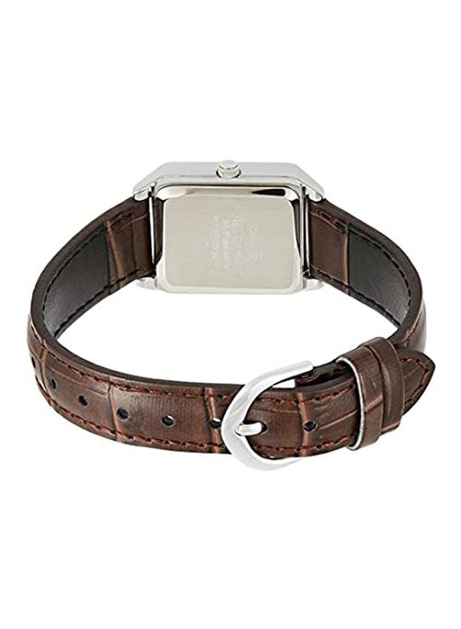 كاسيو ساعة يد بعقارب وسوار من الجلد طراز LTP-V007L-9BUDF - 22 مم - لون بني للنساء - Image 2