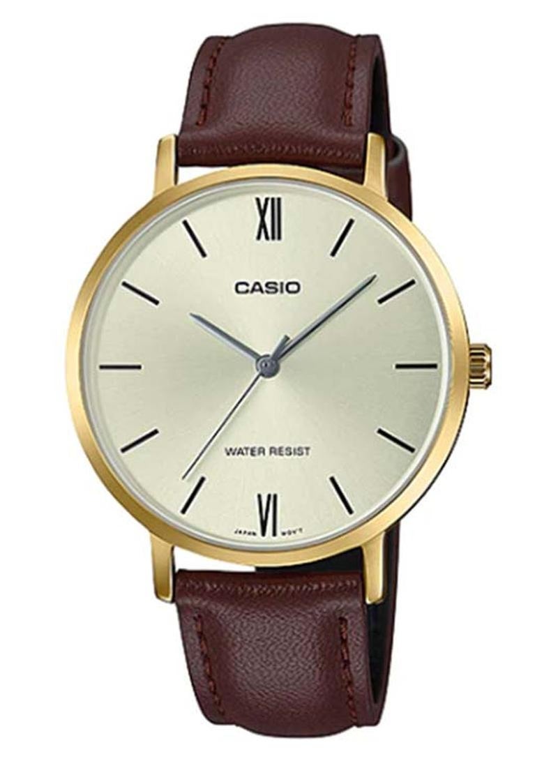 كاسيو ساعة يد بعقارب وسوار من الجلد طراز LTP-VT01GL-9BUDF للنساء - Image 1