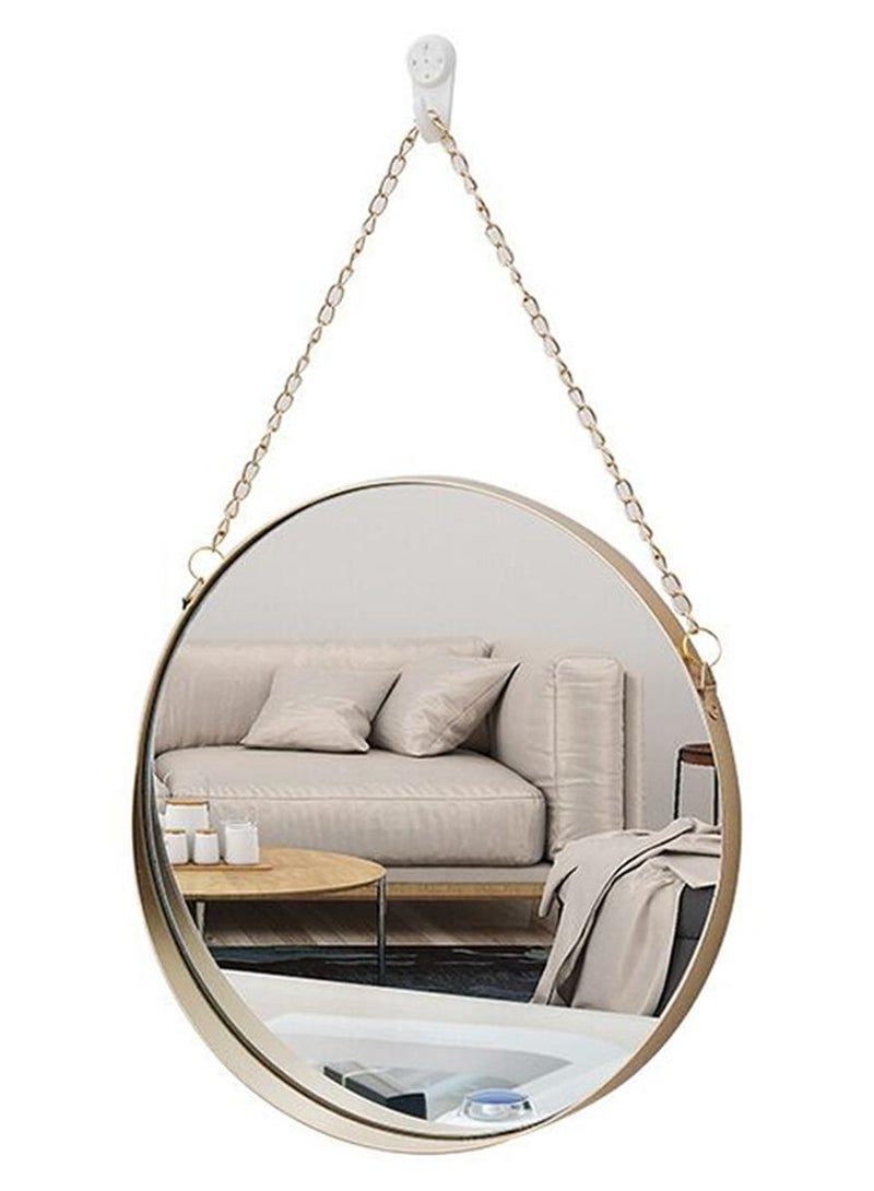 Round Wall Hanging Mirror Gold/Clear 25x38cm - Image 1