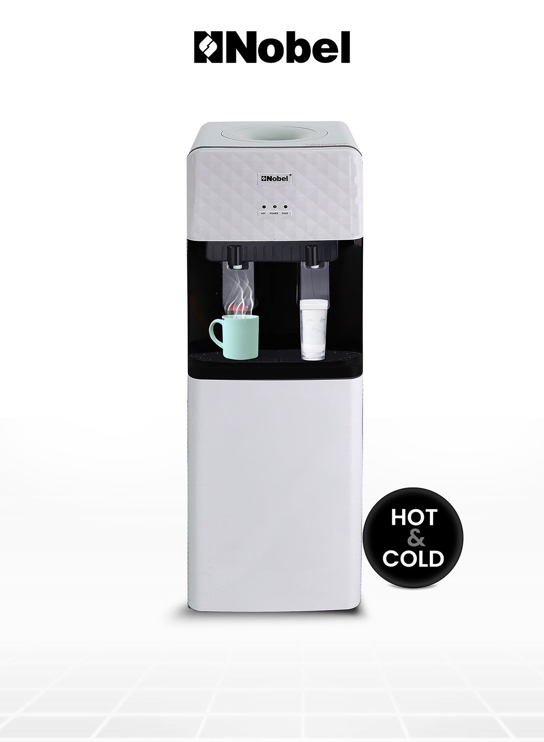 2 Tap Hot & Cold Free Standing Water Dispenser, Cabinet Model with Hot & Cold Function, Excess Water Tray, Hot & Cold Switch Button, 1Year Full & 5Year Compressor Warranty NWD1602 White 