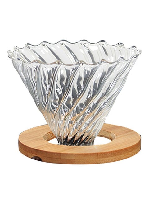 V60 Glass Coffee Dripper With Wooden Base Clear 500ml