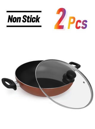 Non-Stick Wok Pan With Lid Brown 34cm - pnsku/N40132988A/45/_/1739788536/c84435e0-9d2d-4806-acbd-c37c4b389c80