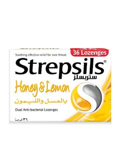 Strepsils Honey And Lemon Dual Anti-Bacterial Action Fast Effective Relief From Sore Throats 36 Lozenges  - Image 1