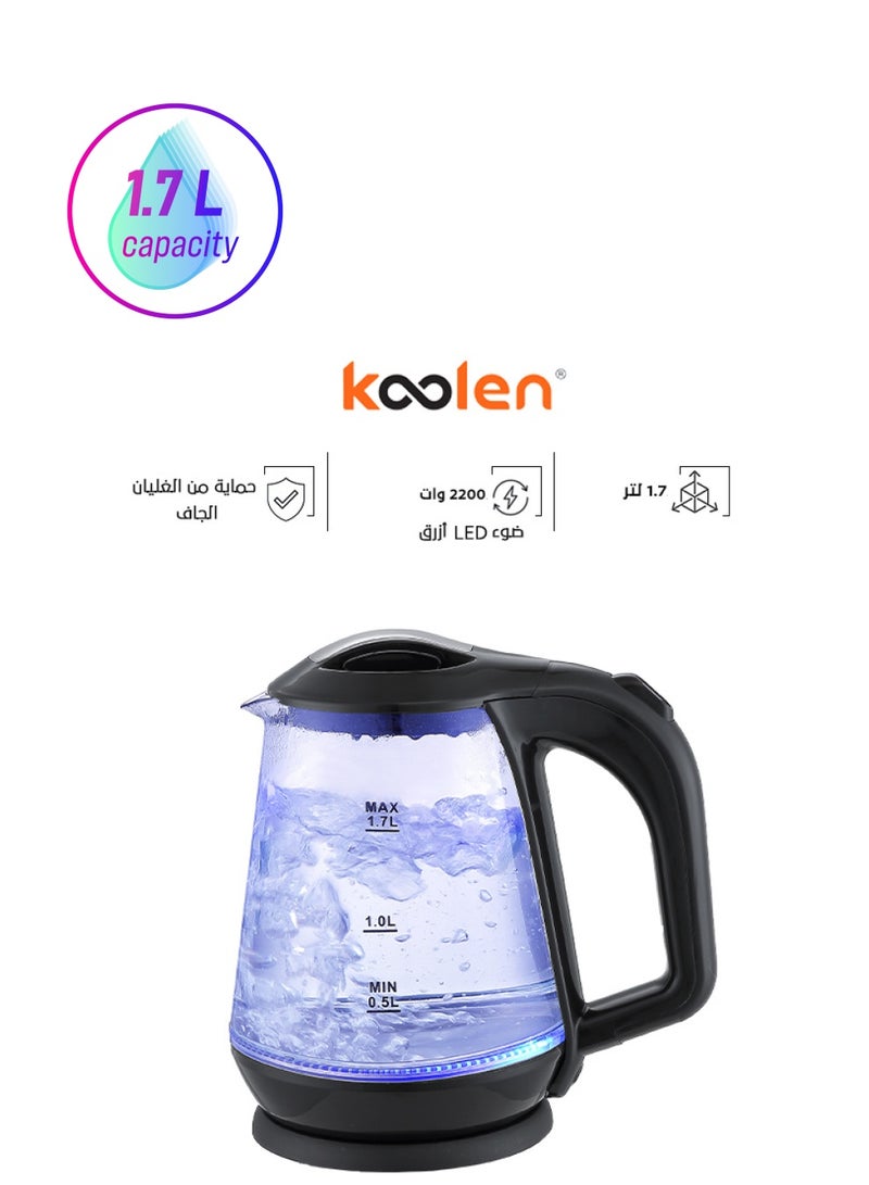 KOOLEN Glass Electric Kettle 1.7 L 2200 W 800102006 Black  - Image 1