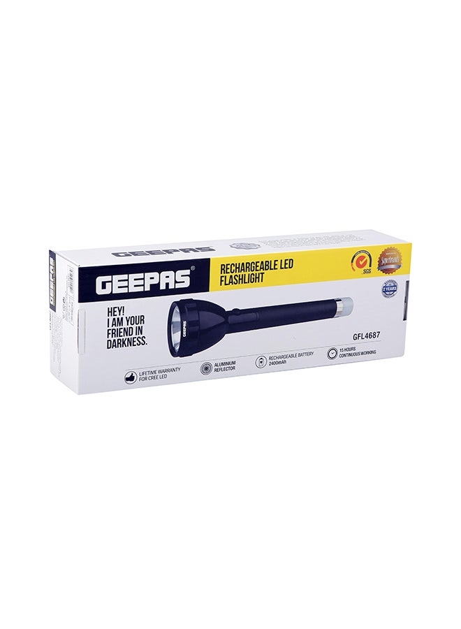 GEEPAS - Rechargeable LED Flashlight Black ‎5.6x30.8x10.6cm - Image 1