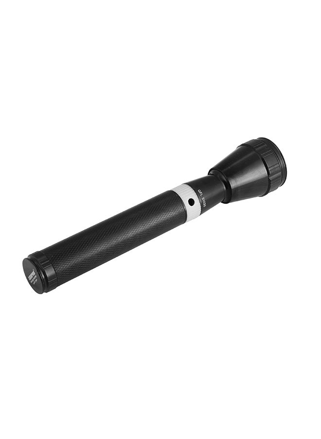 GEEPAS Rechargeable LED Flashlight - 1800 Meters Range & High Beam Light | 2 Hours Working | Ideal for Trekking, Camping, Power Cuts & More Black 221mm 