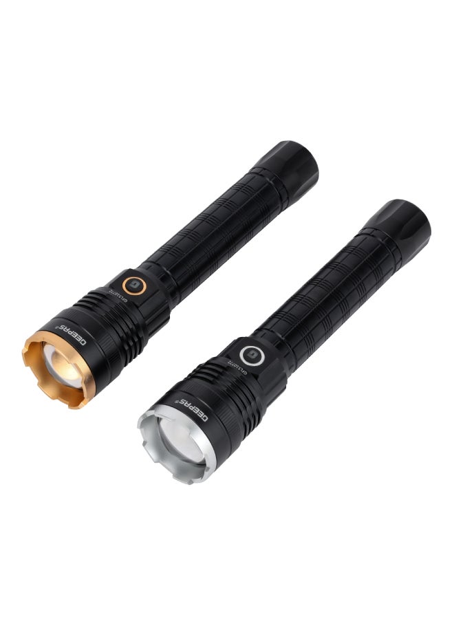 GEEPAS 2 PCS Rechargeable Zoomable LED Flashlight| 3000 Mah Super Bright Light Rechargeable Flashlight with 30W High Power LED Aluminum Body| GFL51077Z Black - Image 4