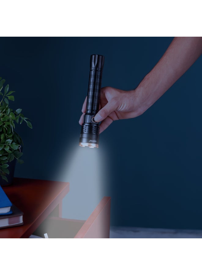 GEEPAS 2 PCS Rechargeable Zoomable LED Flashlight| 3000 Mah Super Bright Light Rechargeable Flashlight with 30W High Power LED Aluminum Body| GFL51077Z Black - Image 5