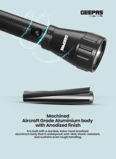 GEEPAS 3Pcs - Rechargeable Water Proof LED Flashlight with Hyper Bright Cool White LED, Aircraft Grade Aluminum Body, Ideal for Trekking, Camping & More.. Black  - Image 3