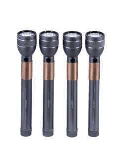 GEEPAS 4 In 1 Rechargeable Waterproof LED Flashlight - 330 Lumens Super bright Light with 4 Hours Continuous Working| Ideal for Camping, Trekking, Patrolling & More Gunmetal & Golden  - Image 1