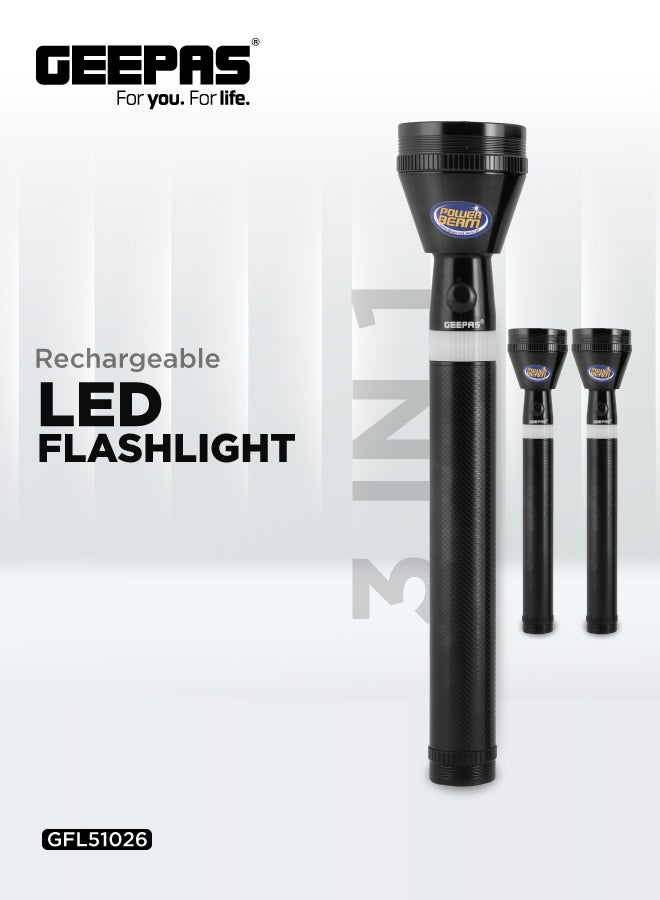 3-Piece Rechargeable LED Flashlight Black/White 265mm 