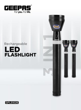 3-Piece Rechargeable LED Flashlight Black/White 265mm - pnsku/N40174273A/45/_/1719143329/ec06c006-8f31-470c-9fbc-a031b3a43150