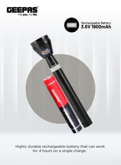 GEEPAS 3-Piece Rechargeable LED Flashlight Black/White 265mm  - Image 4