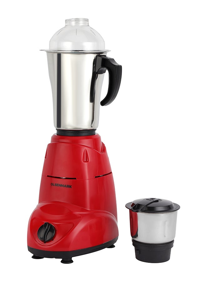 Olsenmark 2 In 1 Indian Mixer Grinder, Juicer Stainless Steel Jars And Blades, 1.5 L 600 W OMSB2218K Red/Black/Silver  - Image 1
