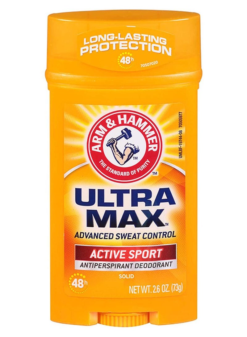 آرم آند هامر مزيل العرق ألترا ماكس أكتيف سبورت صلب مضاد للتعرق أصفر 73 جرام أصفر 73جرام - Image 1