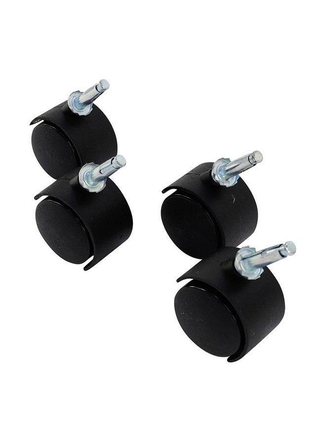 LAWAZIM 4-Piece Black Furniture Nylon Caster Swivel Black/Silver 40mm - Image 3