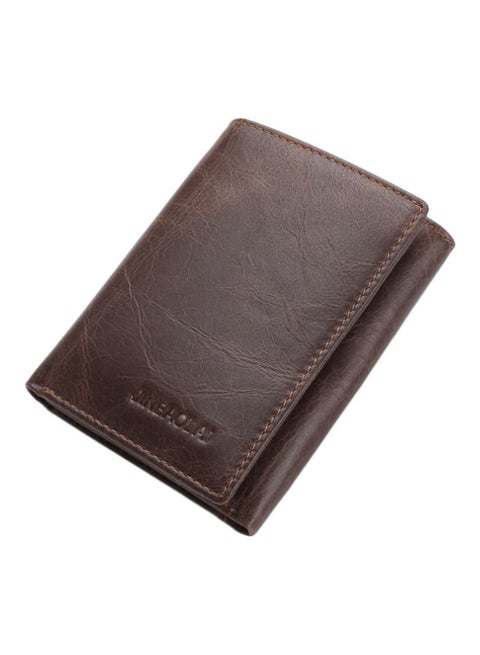 Men's Tri-Fold Leather Wallet Deep Coffee
