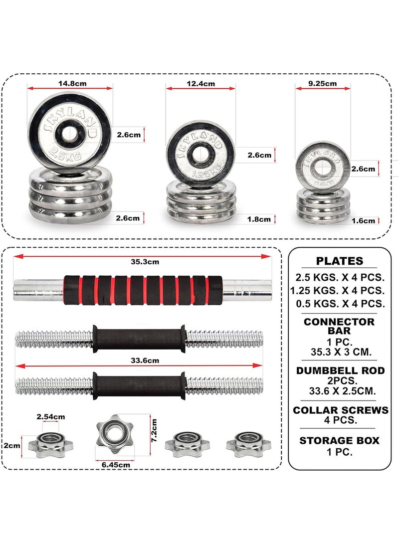 SkyLand - Chrome Dumbbell Set With Connector 20kg - Image 1