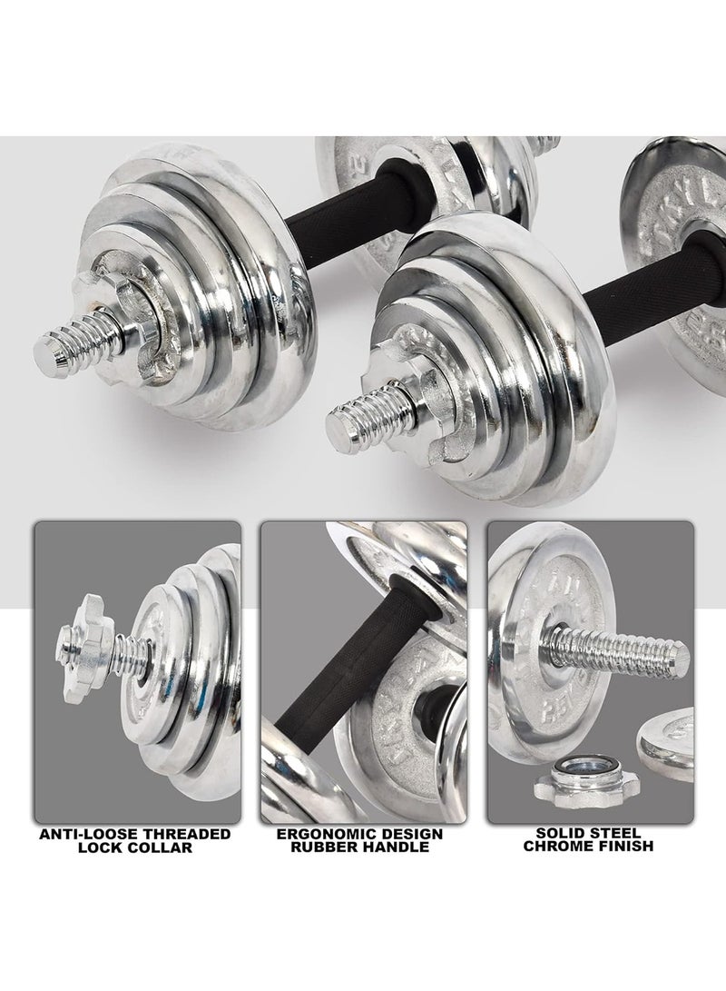 SkyLand Chrome Dumbbell Set With Connector 20kg  - Image 5