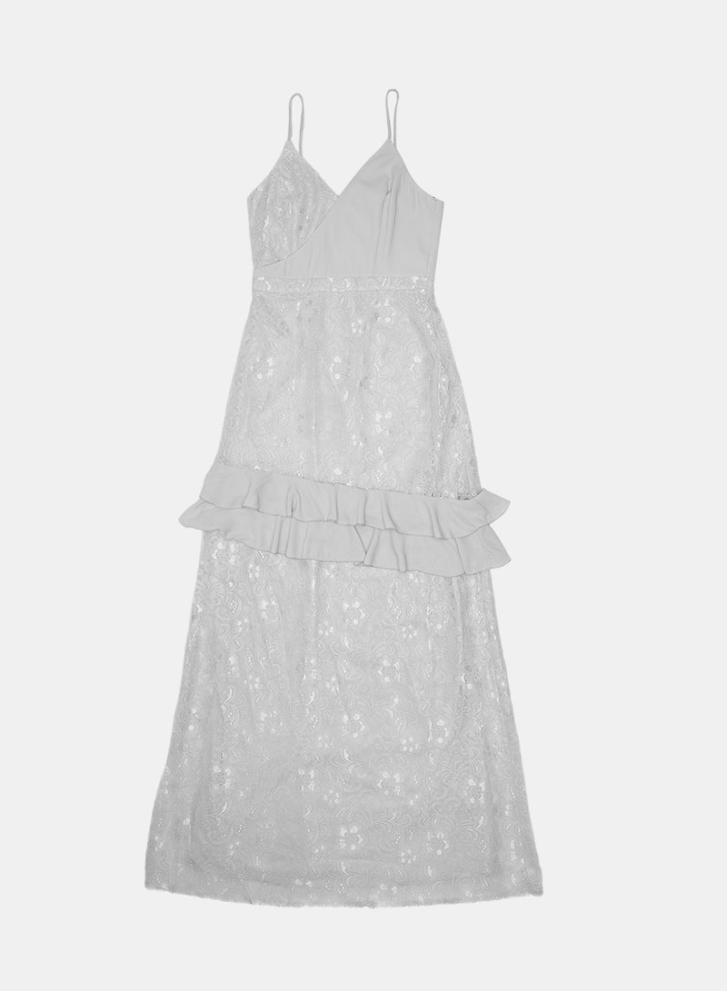 trendyol Side Slit Tiered Hem Dress Gray - Image 1