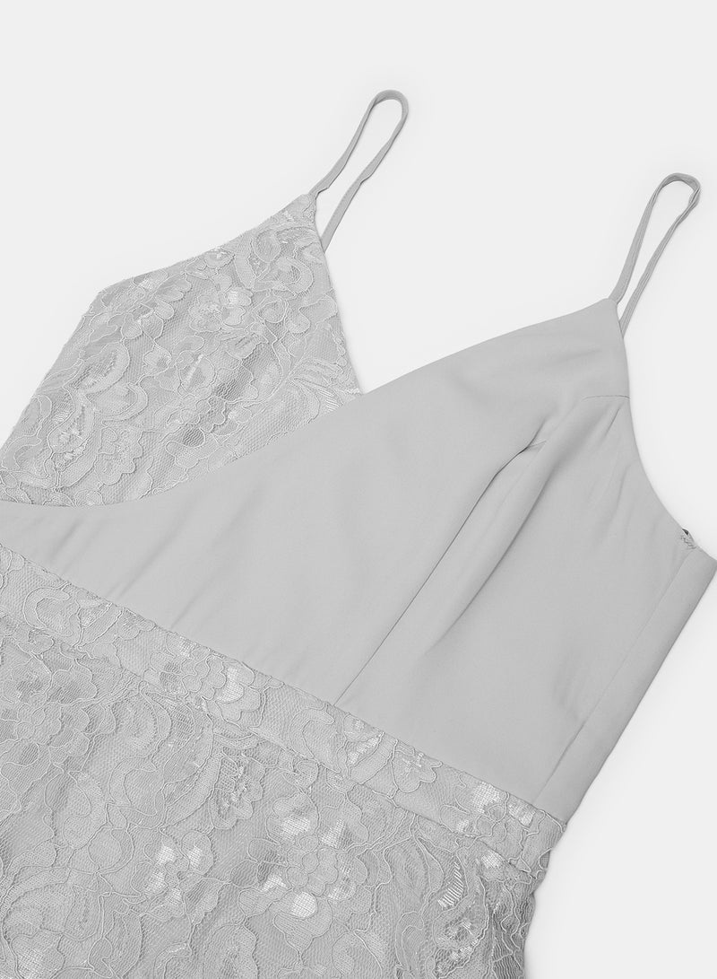 trendyol Side Slit Tiered Hem Dress Gray - Image 3