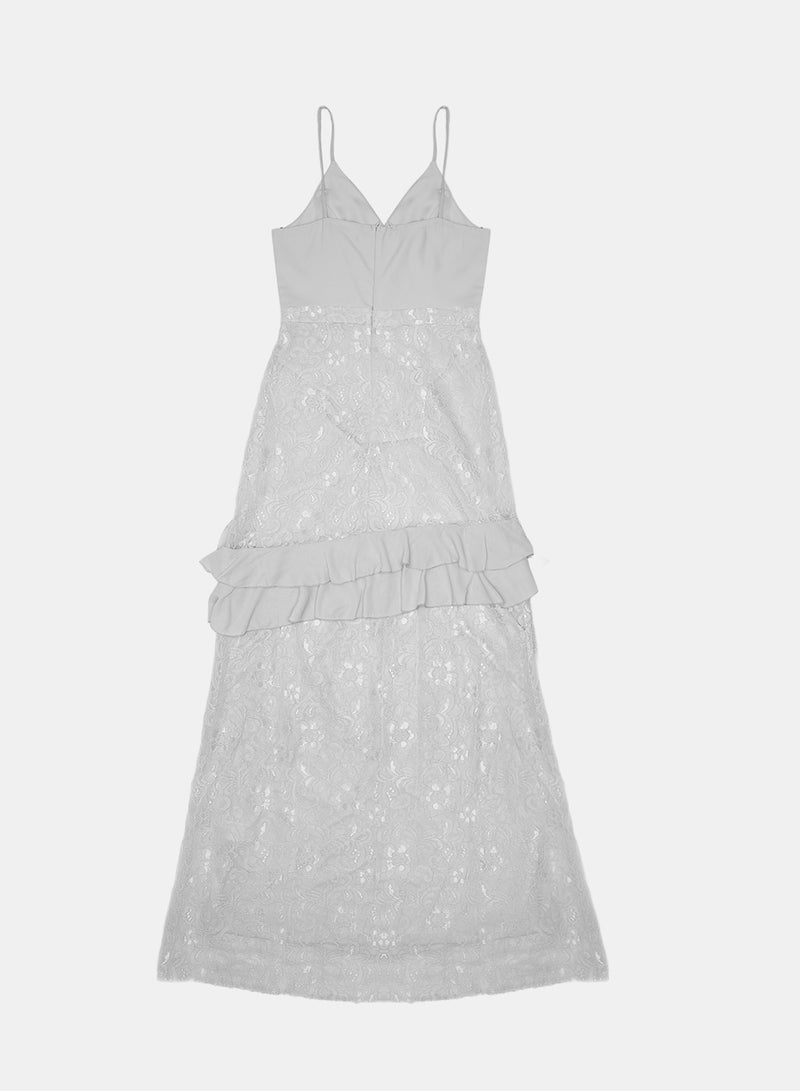 trendyol Side Slit Tiered Hem Dress Gray - Image 2