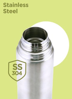 Milton 1000ml Thermosteel Flask with Jacket, Keeps Drinks Hot and Cold for 24 Hours, 18/8 Stainless Steel, Double-Walled Vacuum Insulated Water Bottle with Inner Copper Coating - Flip Lid Silver 1Liters  - Image 4