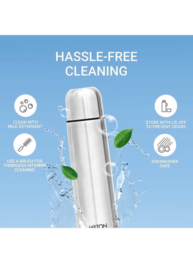 Milton Thermosteel Flip Lid Flask 350, Double Walled Vacuum Insulated Thermos 350 ml | 12 oz | 24 Hours Hot and Cold Water Bottle with Cover, 18/8 Stainless Steel, BPA Free,Leak-Proof Silver/Black 0.35Liters  - Image 5