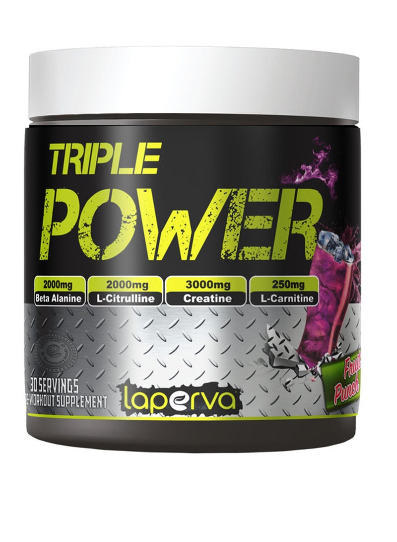 Laperva Triple Power Pre-Workout Supplement - Fruit Punch-30 Servings -300 gm 