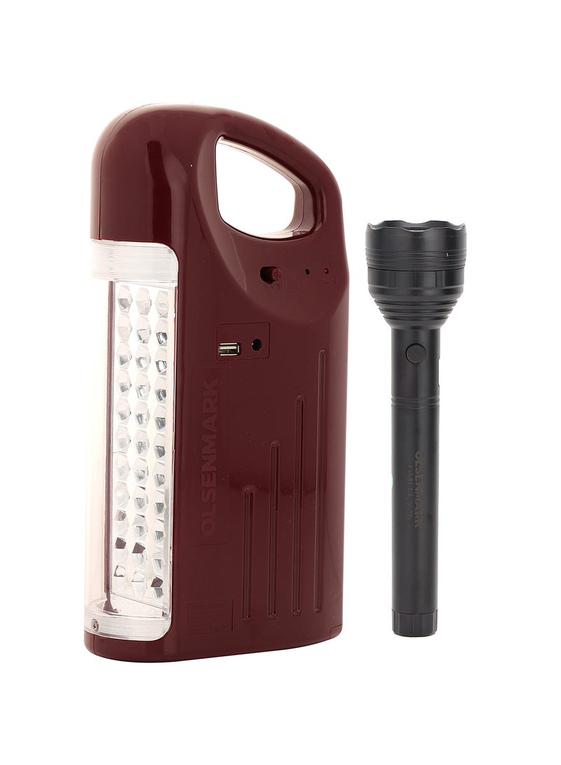 Olsenmark - 2 In 1 Rechargeable LED Emergency Light And Flashlight Torch Multicolour - Image 1