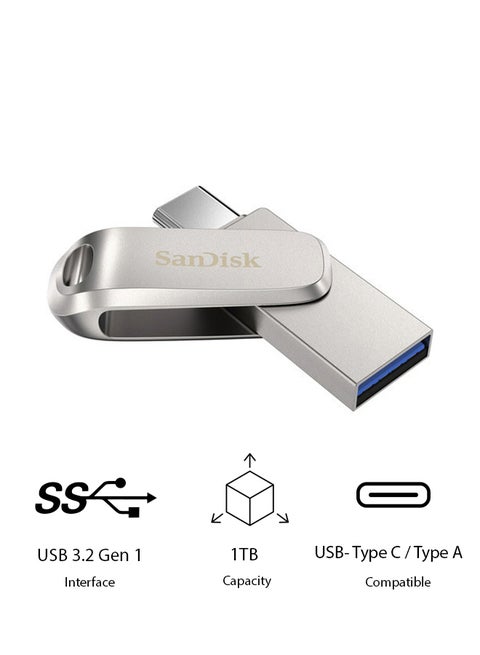 1 TB Ultra Dual Drive Luxe USB Type-C -400MB/s,Read Speed 150 MBps and Write Speed 110 MBps USB 3.2 Gen 1 SDDDC4-1T00-G46 1 TB