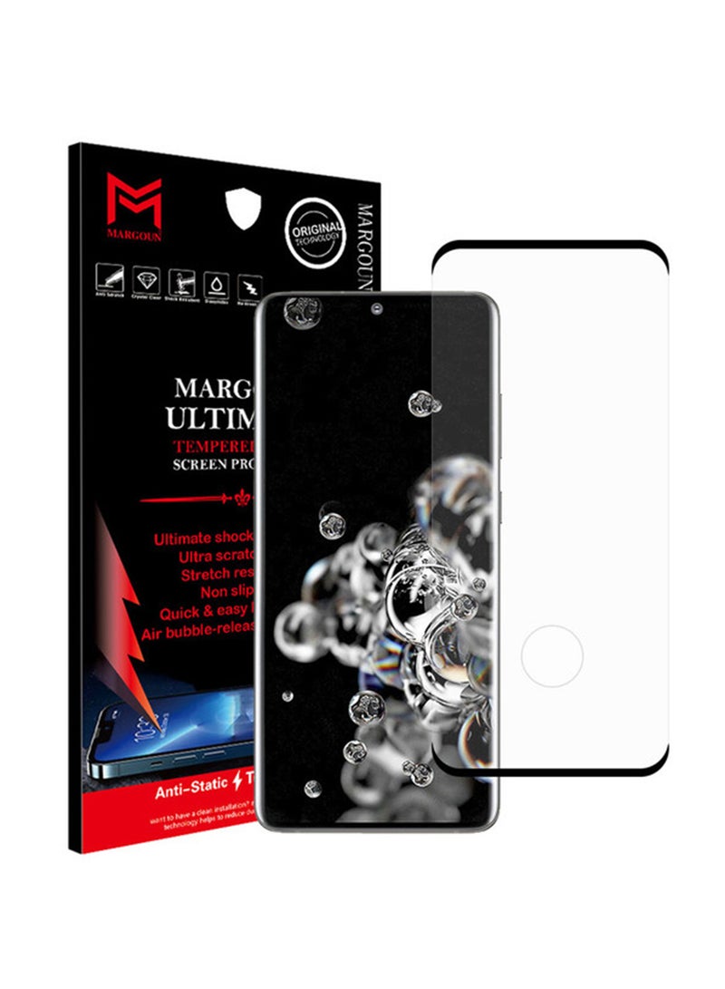 MARGOUN Ultimate Tempered Glass Screen Protector For Samsung Galaxy S20 Ultra Clear/Black  - Image 1