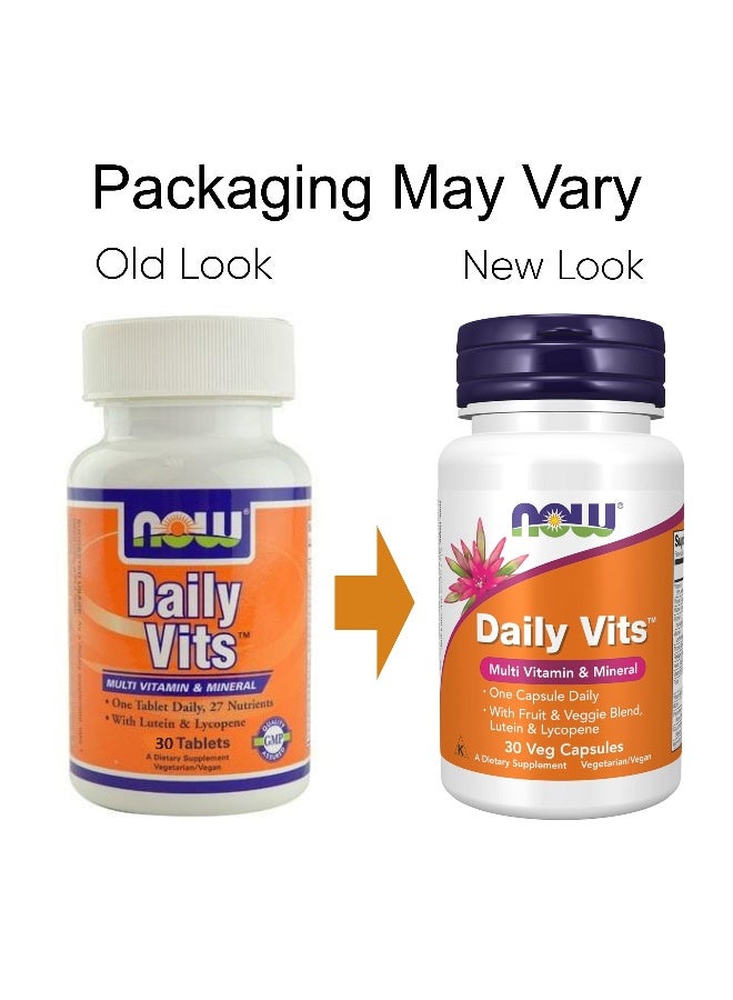 now Daily Vits Multi Vitamin & Mineral 30 Veg Capsules Packaging May Vary - Image 1