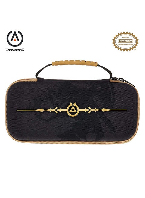 PowerA Travel Protection Gaming Console Kit Case for Nintendo Switch with Accessories Storage, The Legend of Zelda, Black and Gold