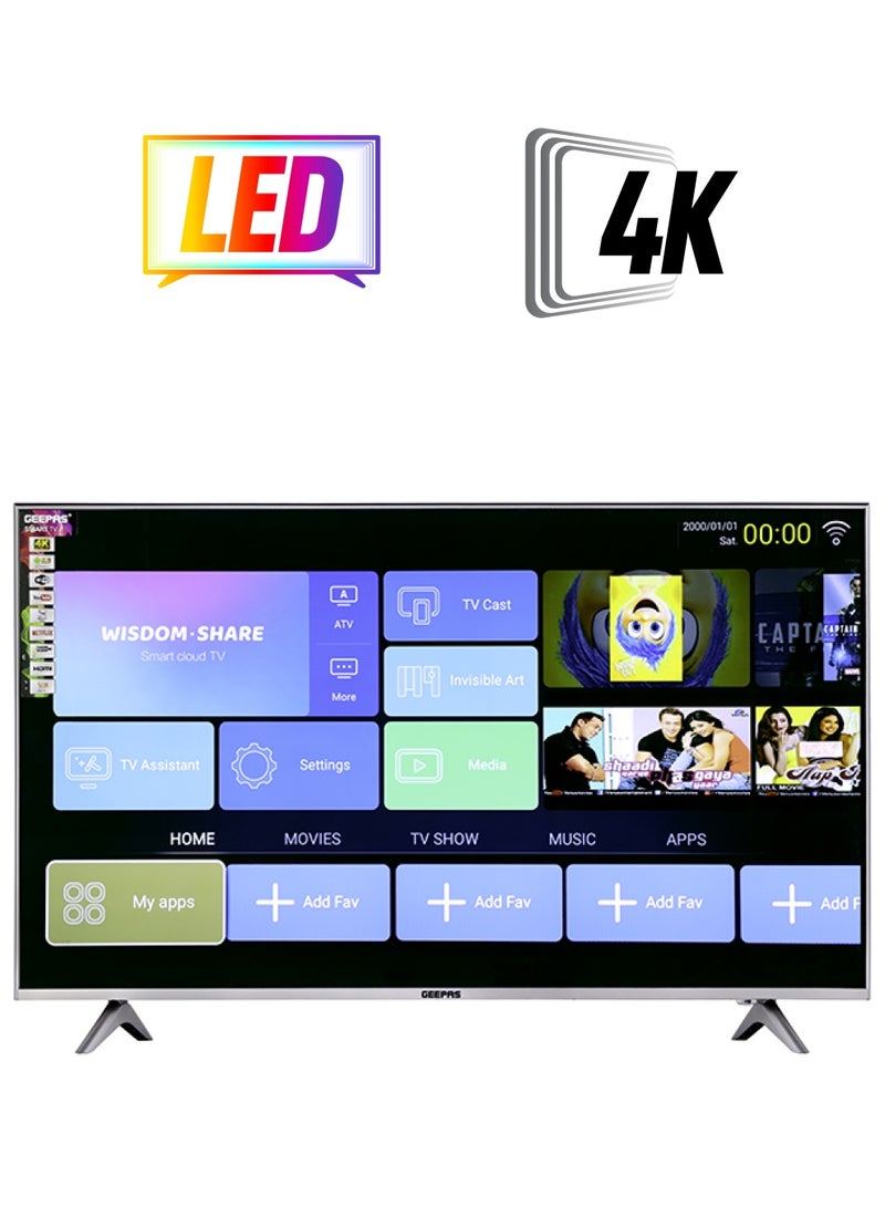 GEEPAS - 65" Edgeless 4K UHD Smart LED TV, TV with Remote Control, HDMI & USB Ports, Head Phone Jack, PC Audio In | Wi-Fi, Android 9.0 with E-Share | YouTube, Netflix, Amazon Prime GLED6538SEUHD Black - Image 1