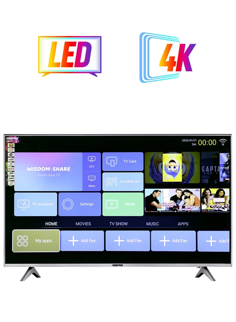 GEEPAS 65" Edgeless 4K UHD Smart LED TV, TV with Remote Control, HDMI & USB Ports, Head Phone Jack, PC Audio In | Wi-Fi, Android 9.0 with E-Share | YouTube, Netflix, Amazon Prime GLED6538SEUHD Black  - Image 1