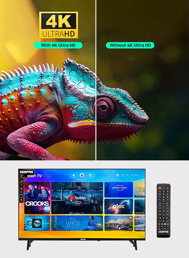 جيباس تلفزيون LED ذكي 65 بوصة بدون حواف 4K UHD، تلفزيون مع جهاز تحكم عن بعد، منافذ HDMI وUSB، مقبس سماعة الرأس، مدخل صوت للكمبيوتر الشخصي | Wi-Fi، Android 9.0 مع E-Share | YouTube، Netflix، Amazon Prime - Image 4