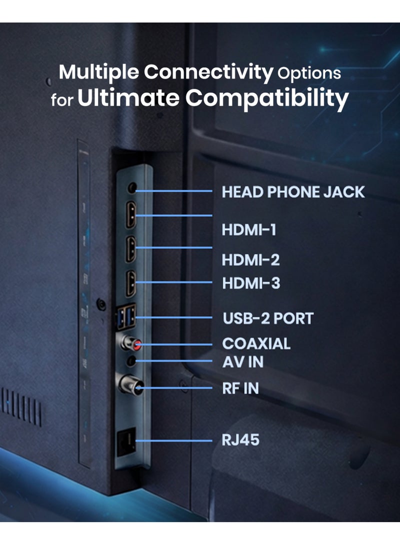 GEEPAS 43" Frameless HD Smart LED TV With Remote Control,HDMI & USB Ports, Head Phone Jack, PC Audio In,Wi-Fi, Android 14.0 with E-Share, YouTube, Netflix GLED4328SXHD Black - Image 4