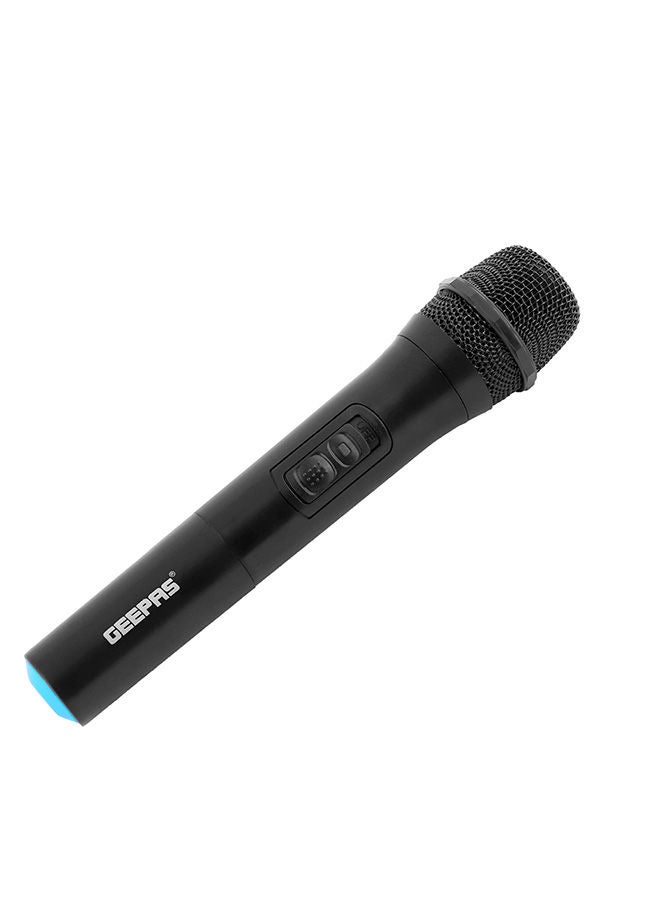 GEEPAS - 12-Inch Trolley Bluetooth Speaker - Portable Wireless Microphones, Rechargeable Battery | Karaoke DJ Speaker | LED Lights |Trolley Handle, Colorful Disco Light Effects, Remote Control GMS8567 Black - Image 1