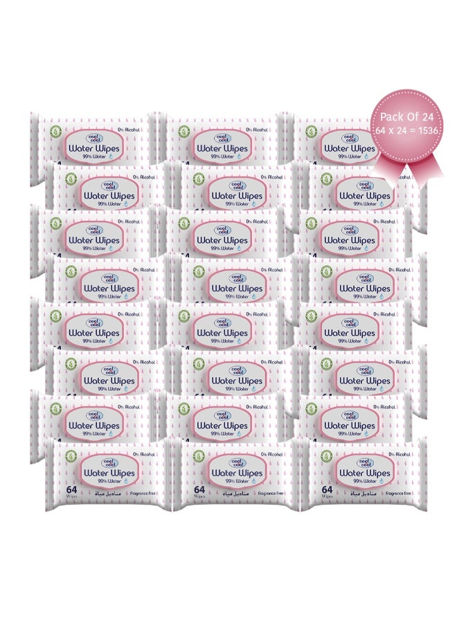 Cool & Cool Pack Of 24 Baby Water Wipes 64 Count - Image 1