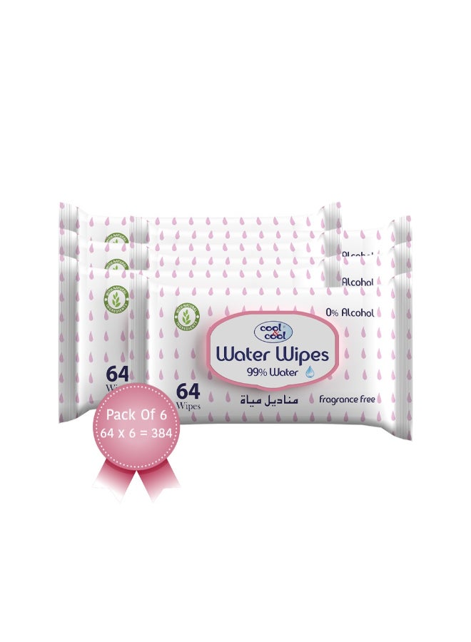 Cool & Cool Baby Water Wipes 64 Sheets Pack Of 6  - Image 1