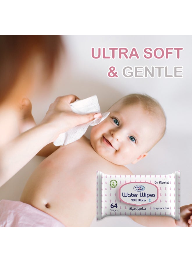 Cool & Cool Baby Water Wipes 64 Sheets Pack Of 6  - Image 5