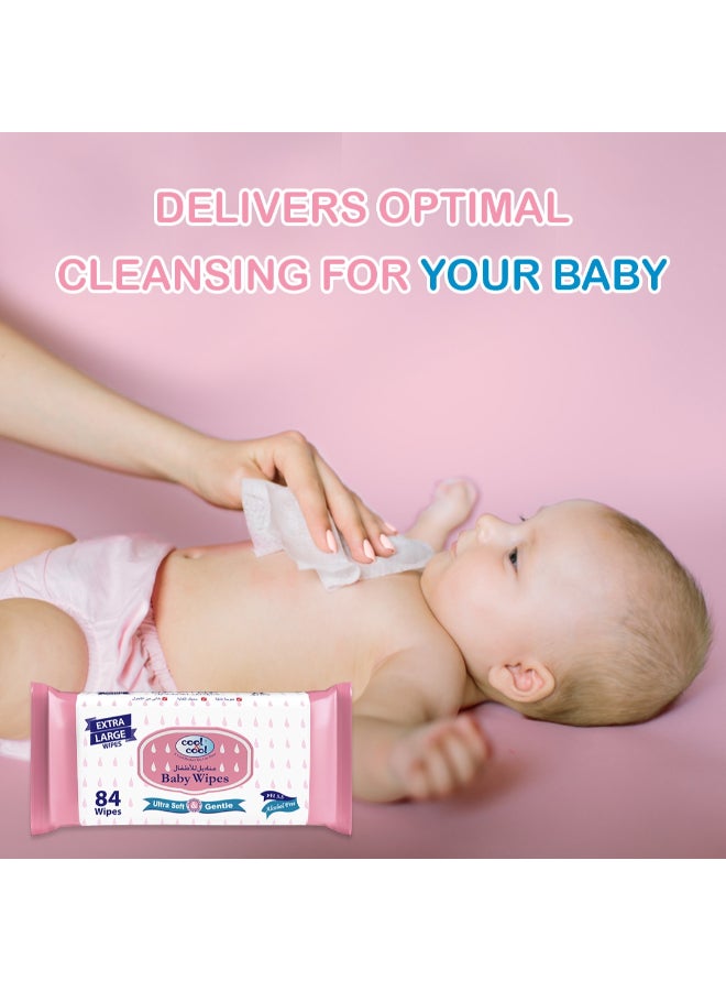 Cool & Cool - Extra Large Baby Wipes 84 Sheets Pack Of 4 - Image 1